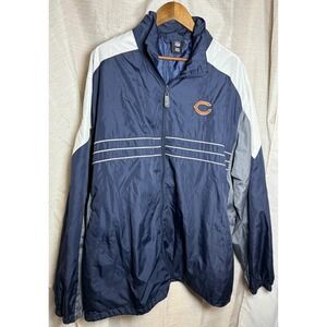 NFL Chicago Bears Quarter Zip Jacket Navy Blue White Gray Men Size XL